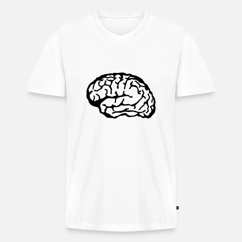 brain - Männer Premium Bio T-Shirt mit V-Ausschnitt - Weiß