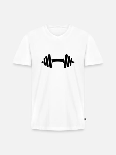 kurzhantel__f1 - T-shirt encolure en V Premium bio Homme - blanc