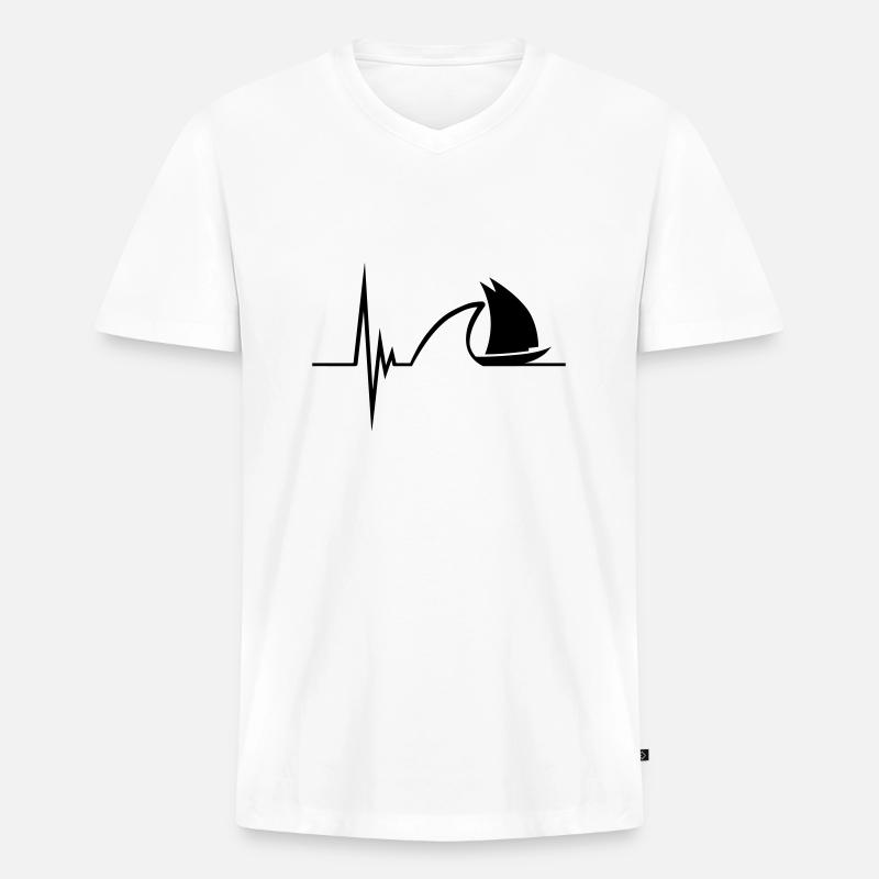 Sailing Pulse Design - Männer Premium Bio T-Shirt mit V-Ausschnitt - Weiß