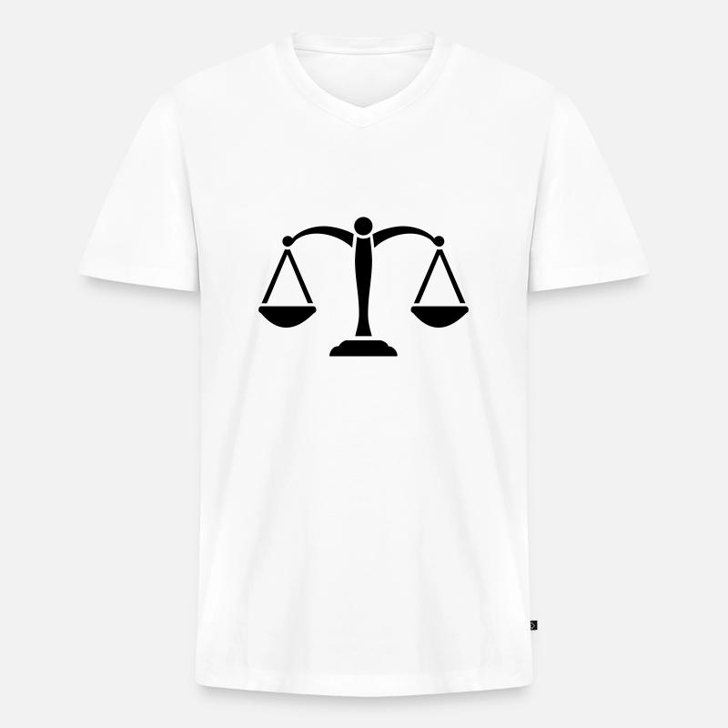 Waage - Männer Premium Bio T-Shirt mit V-Ausschnitt - Weiß