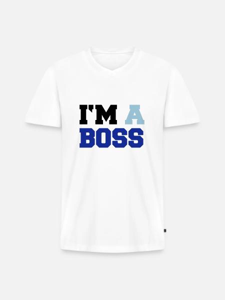 im_a_boss02 - Men's Premium Organic T-shirt with V-neck - white