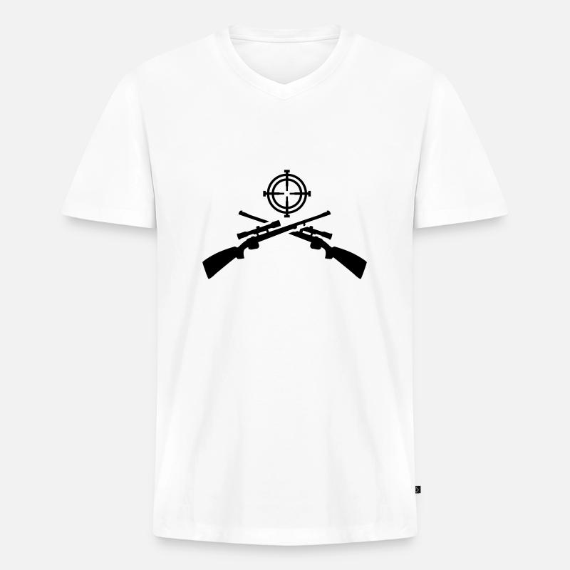 Gewehr - Männer Premium Bio T-Shirt mit V-Ausschnitt - Weiß