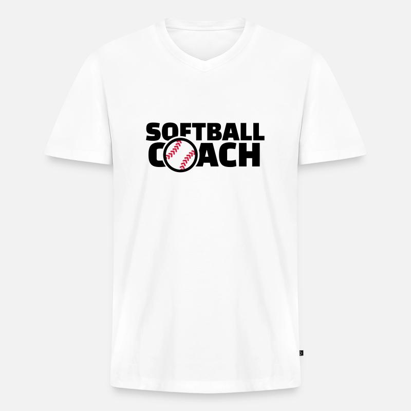 Softball - Männer Premium Bio T-Shirt mit V-Ausschnitt - Weiß
