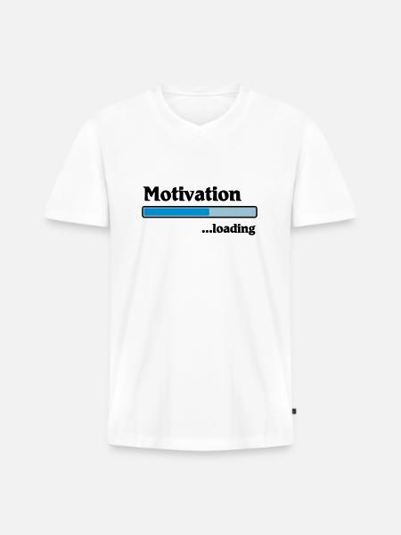 Motivation loading - Männer Premium Bio T-Shirt mit V-Ausschnitt - Weiß