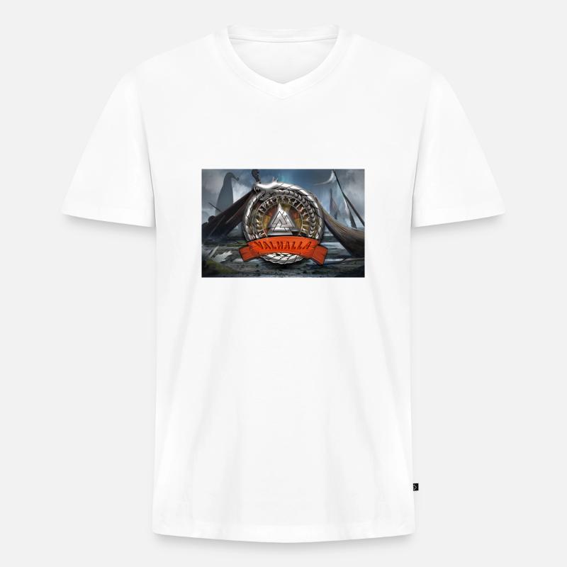 VALHALLA 2 - Männer Premium Bio T-Shirt mit V-Ausschnitt - Weiß
