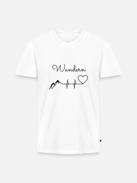 Wanderliebe - Männer Premium Bio T-Shirt mit V-Ausschnitt - Weiß