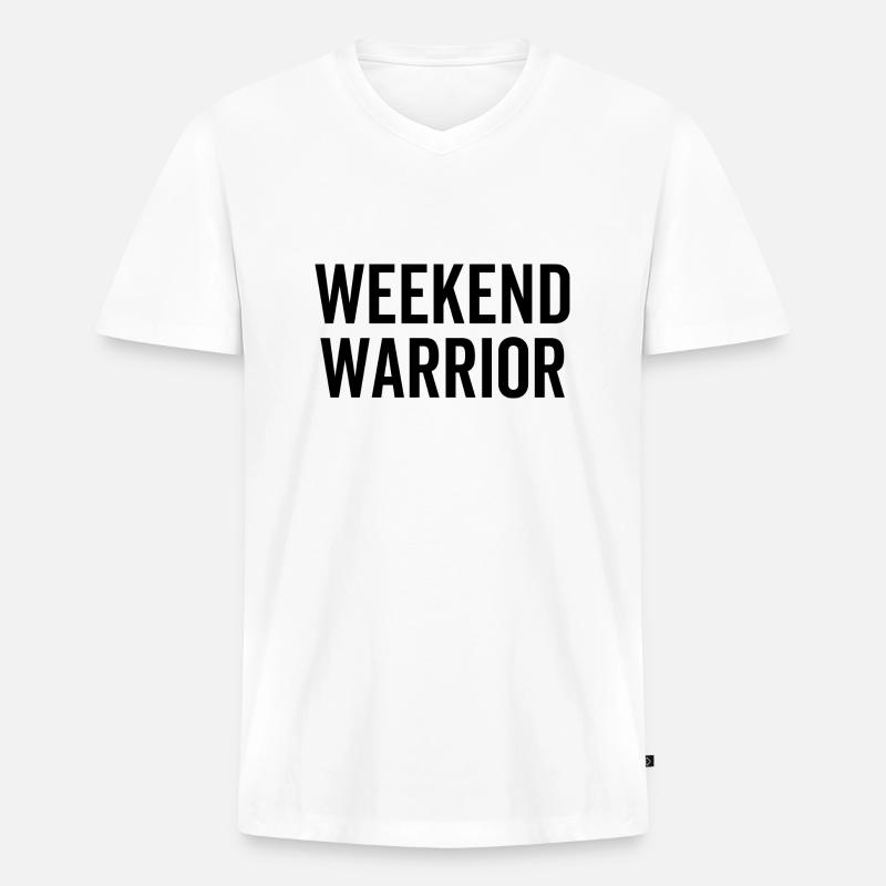 Wochenendkrieger - Männer Premium Bio T-Shirt mit V-Ausschnitt - Weiß