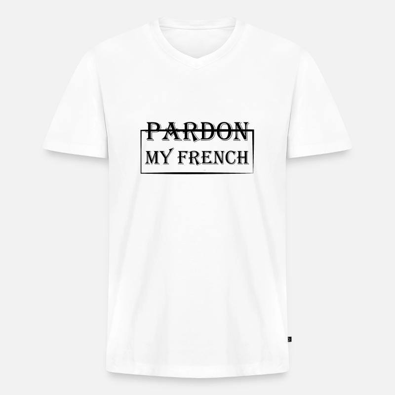 pardon fr - Männer Premium Bio T-Shirt mit V-Ausschnitt - Weiß
