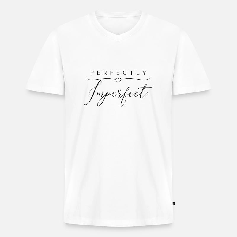 Perfekt unvollkommen - Männer Premium Bio T-Shirt mit V-Ausschnitt - Weiß
