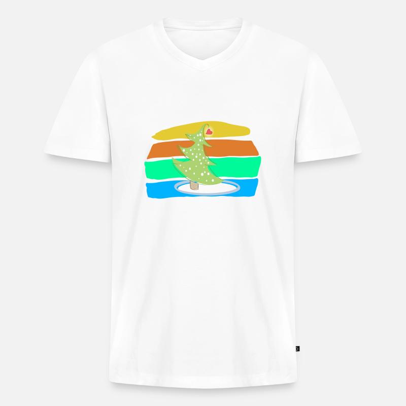 Weihnachtsbaum - Männer Premium Bio T-Shirt mit V-Ausschnitt - Weiß