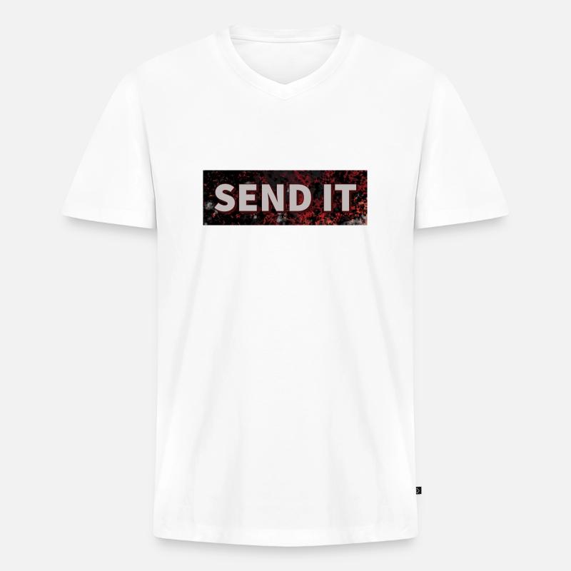 SEND IT Boxlogo - Männer Premium Bio T-Shirt mit V-Ausschnitt - Weiß