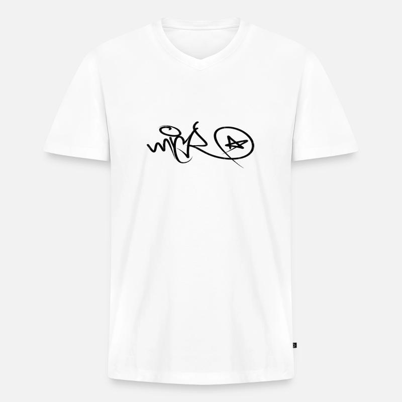 Tag Micro Logo - Männer Premium Bio T-Shirt mit V-Ausschnitt - Weiß