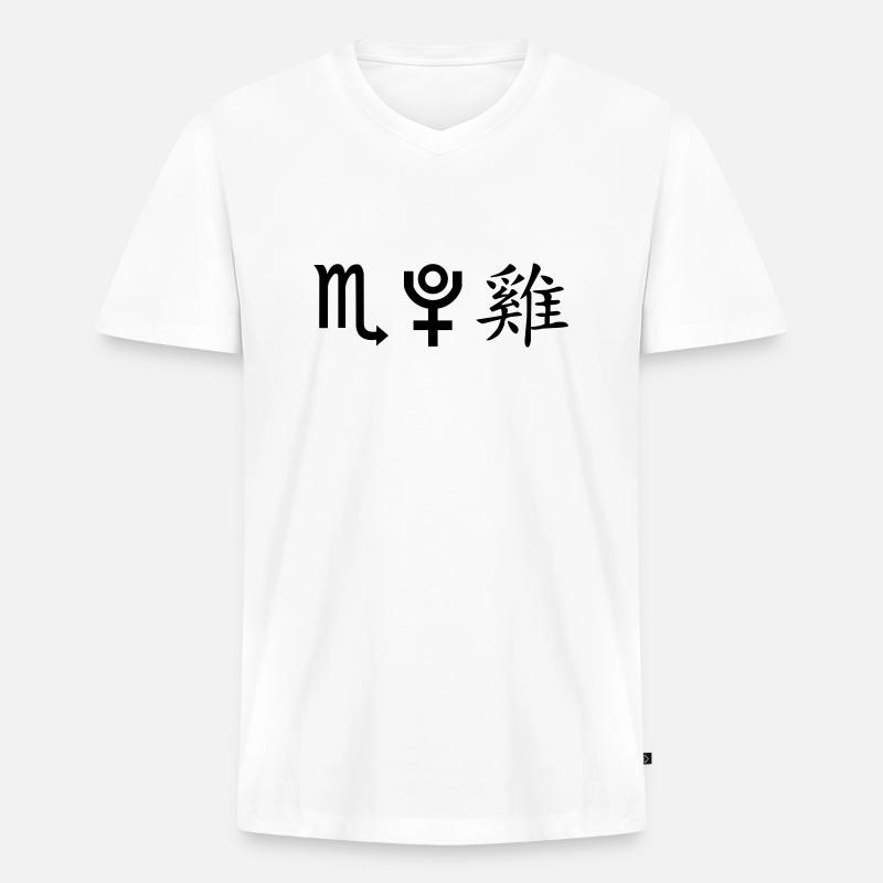 skorpion pluto hahn - Männer Premium Bio T-Shirt mit V-Ausschnitt - Weiß