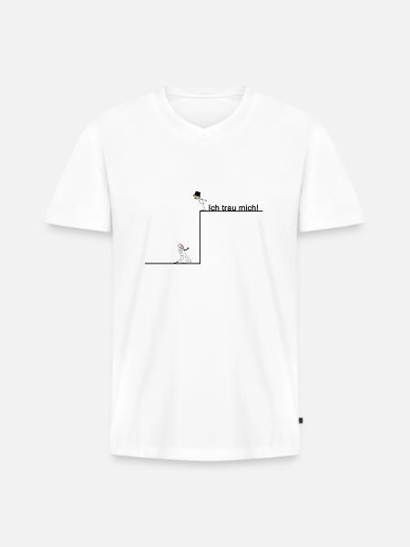 Ich traue mich - Männer Premium Bio T-Shirt mit V-Ausschnitt - Weiß