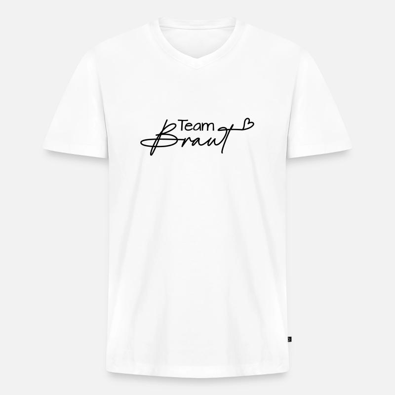 Team Braut - Männer Premium Bio T-Shirt mit V-Ausschnitt - Weiß