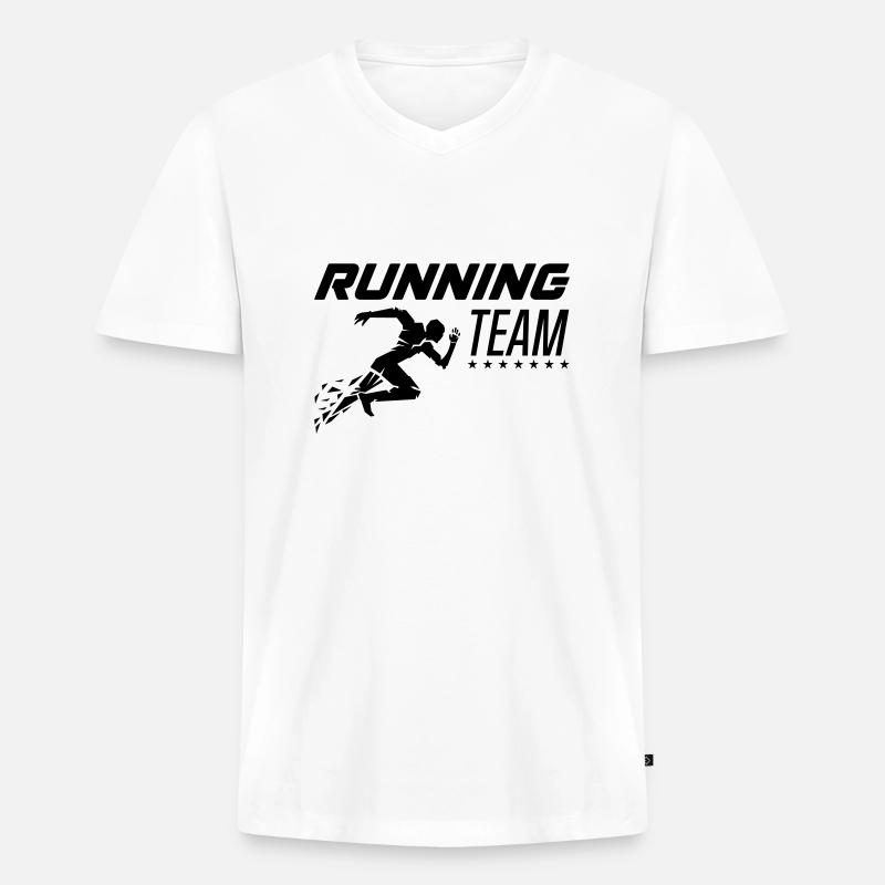 Équipe de course à pied - T-shirt encolure en V Premium bio Homme - blanc