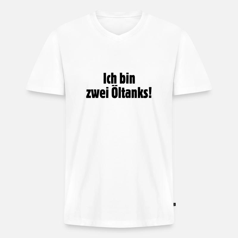 ich_bin_zwei_oeltanks - Männer Premium Bio T-Shirt mit V-Ausschnitt - Weiß