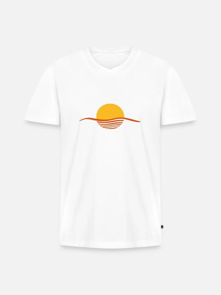 Sonne - Männer Premium Bio T-Shirt mit V-Ausschnitt - Weiß