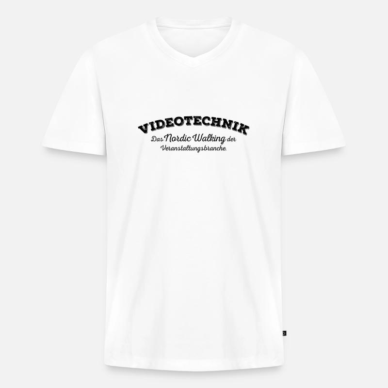Videotechnik - schwarz - Männer Premium Bio T-Shirt mit V-Ausschnitt - Weiß
