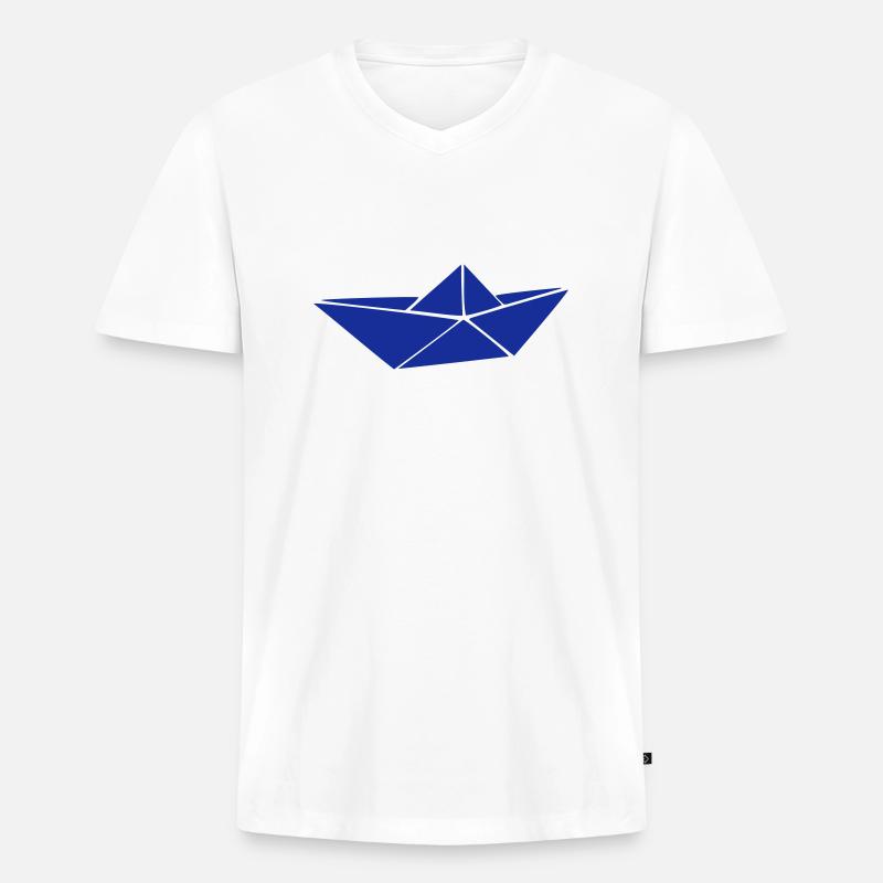 Paper Ship - Männer Premium Bio T-Shirt mit V-Ausschnitt - Weiß