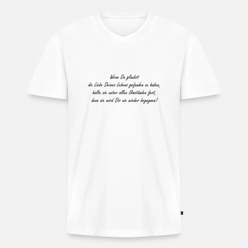 Liebe - Männer Premium Bio T-Shirt mit V-Ausschnitt - Weiß