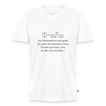 factorielle - T-shirt encolure en V Premium bio Homme - blanc - Devant - Nico (187cm)