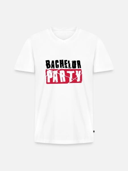 Bachelor Party - Männer Premium Bio T-Shirt mit V-Ausschnitt - Weiß