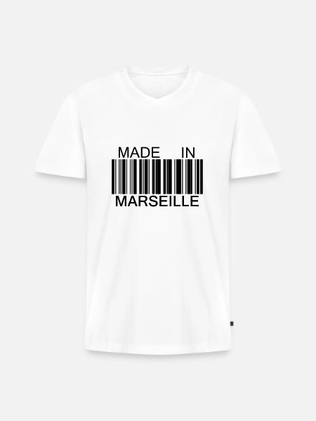Made in Marseille 13 - Men's Premium Organic T-shirt with V-neck - white