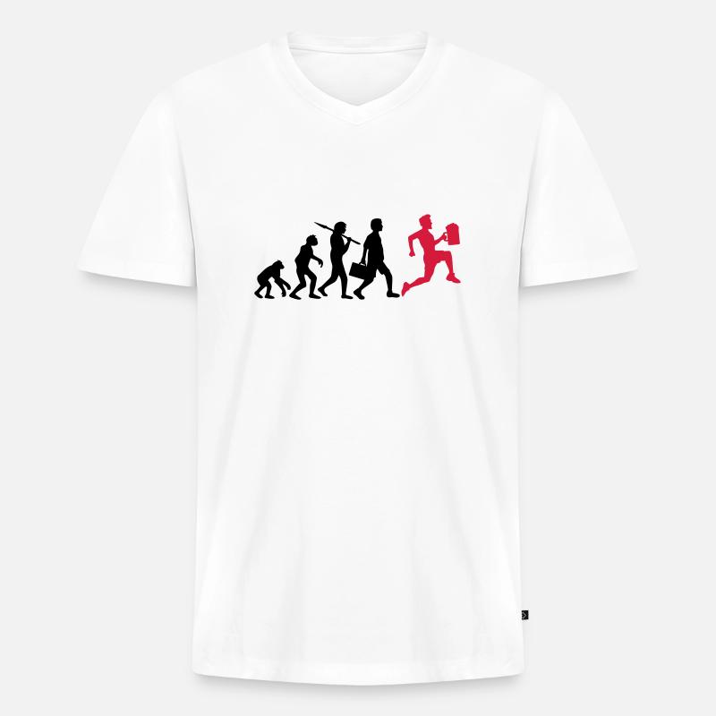 Evolution Bier Rennen Saufen - Männer Premium Bio T-Shirt mit V-Ausschnitt - Weiß