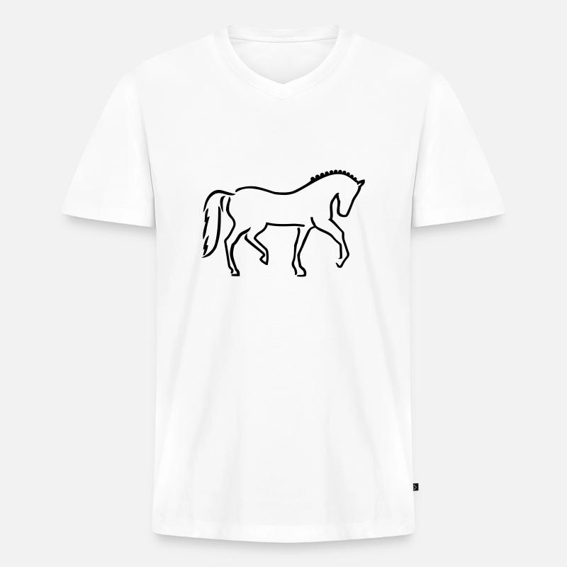 Pferd - Männer Premium Bio T-Shirt mit V-Ausschnitt - Weiß