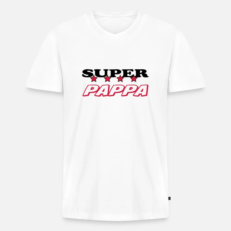 Super pappa - Männer Premium Bio T-Shirt mit V-Ausschnitt - Weiß