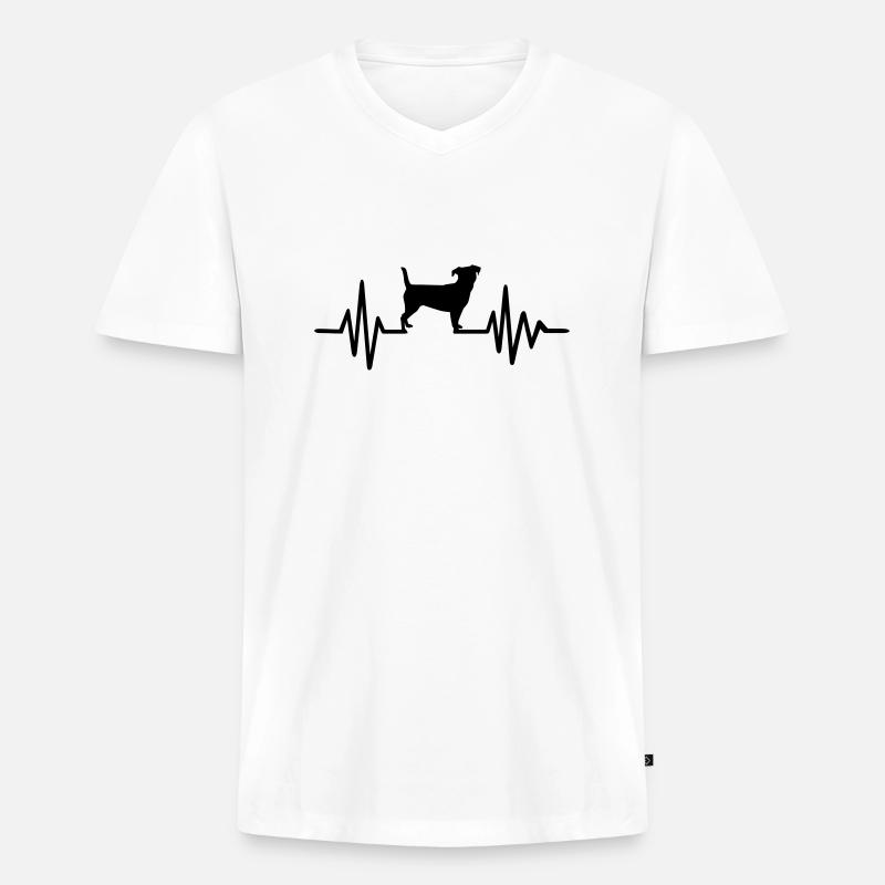 Jack Russell - Männer Premium Bio T-Shirt mit V-Ausschnitt - Weiß