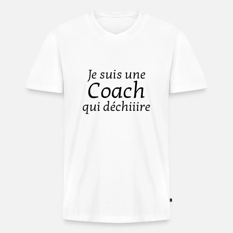 Coach / Coaching / Trainer / Sport - Männer Premium Bio T-Shirt mit V-Ausschnitt - Weiß