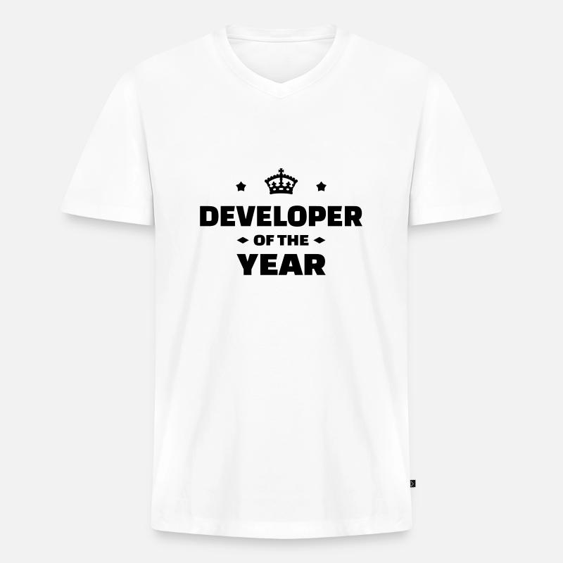 Entwickler / Informatiker / Programmierer / - Männer Premium Bio T-Shirt mit V-Ausschnitt - Weiß