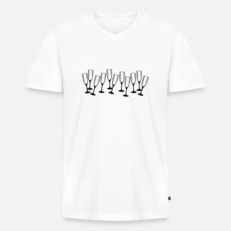 sekt gläser - Männer Premium Bio T-Shirt mit V-Ausschnitt - Weiß
