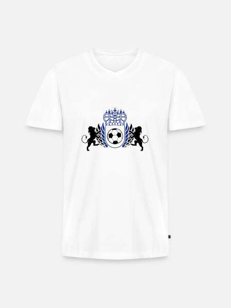fussball_wappen_02 - Männer Premium Bio T-Shirt mit V-Ausschnitt - Weiß