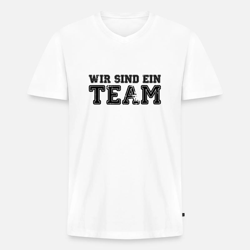 wir_sind_ein_team - Männer Premium Bio T-Shirt mit V-Ausschnitt - Weiß