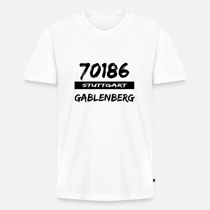 70186 Stuttgart Gablenberg Tshirt Postleitzahl - Männer Premium Bio T-Shirt mit V-Ausschnitt - Weiß
