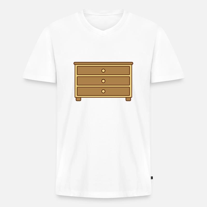 Schubladen Kommode Möbelstück Design - Männer Premium Bio T-Shirt mit V-Ausschnitt - Weiß