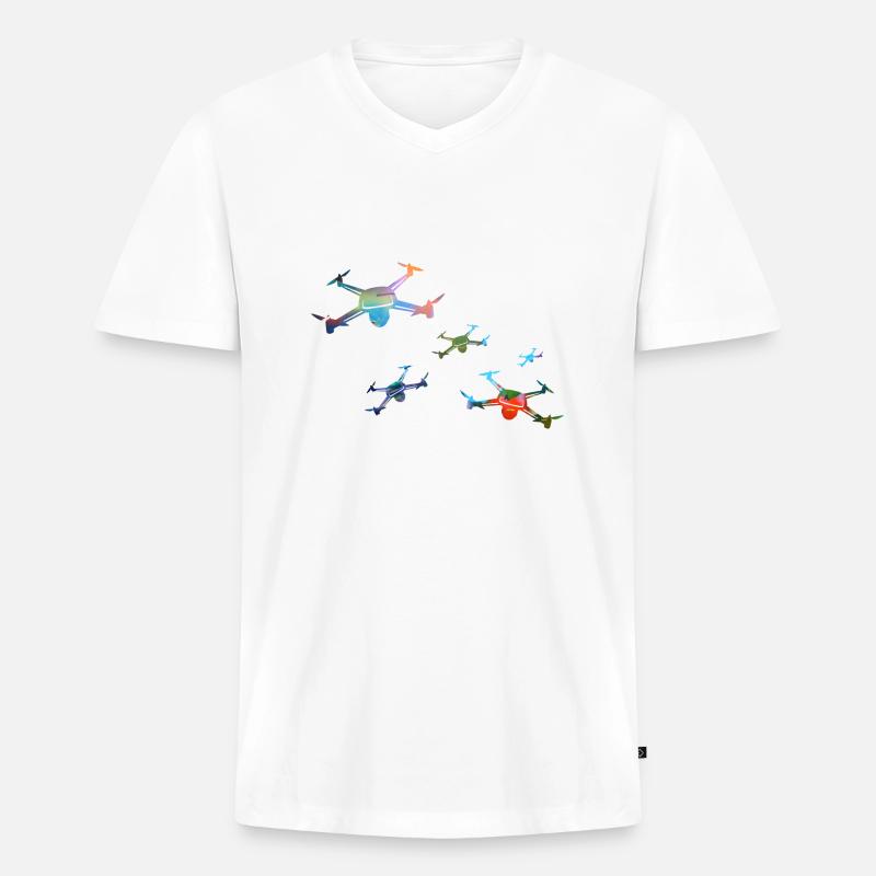 dronen,drone,comic,bunt,graffiti - Männer Premium Bio T-Shirt mit V-Ausschnitt - Weiß