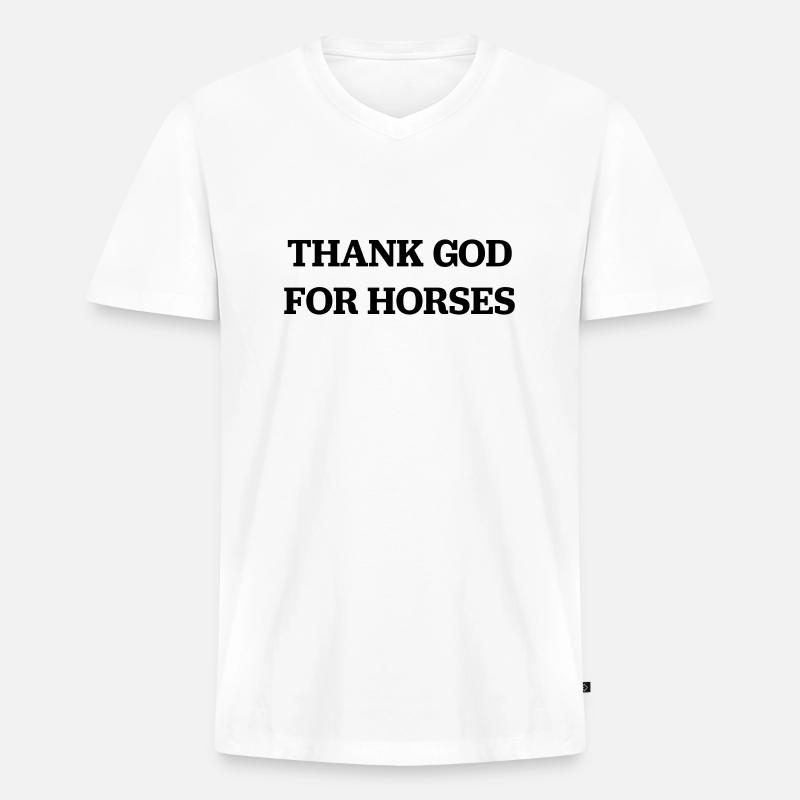 Pferde - Männer Premium Bio T-Shirt mit V-Ausschnitt - Weiß