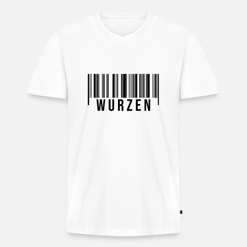 Wurzen Strichcode - Männer Premium Bio T-Shirt mit V-Ausschnitt - Weiß