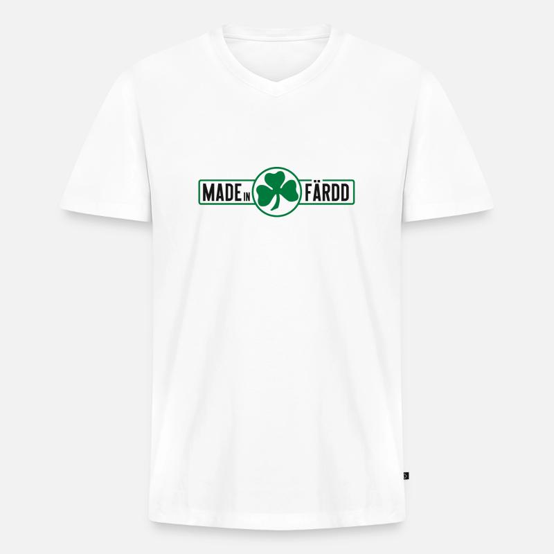 MADE IN FÄRDD - Männer Premium Bio T-Shirt mit V-Ausschnitt - Weiß
