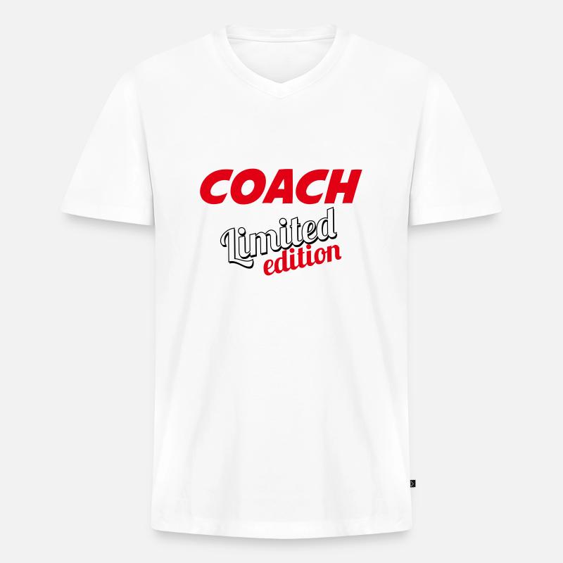 COACH LIMITIERTE AUFLAGE - Männer Premium Bio T-Shirt mit V-Ausschnitt - Weiß
