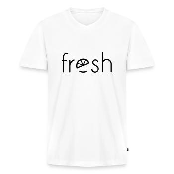 Fresh - Men's Premium Organic T-shirt with V-neck - white - Front - Nico (187cm)