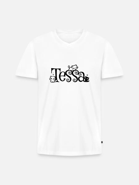 Tessa Navn Fornavn Killing Navn - Premium økologisk T-shirt med V-hals til mænd - hvid
