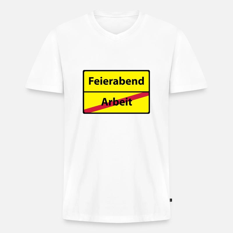 Arbeit Feierabend - Männer Premium Bio T-Shirt mit V-Ausschnitt - Weiß