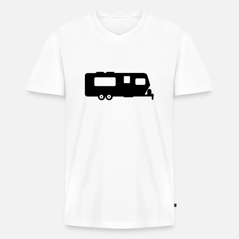 Caravan Camper - Männer Premium Bio T-Shirt mit V-Ausschnitt - Weiß