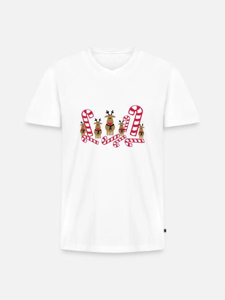 happy raindeers - Men's Premium Organic T-shirt with V-neck - white