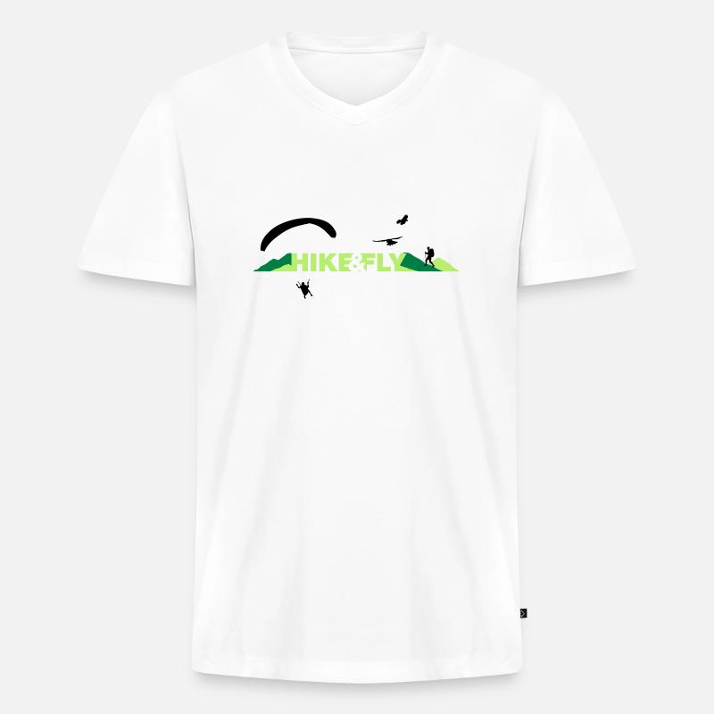 Hike Fly - Männer Premium Bio T-Shirt mit V-Ausschnitt - Weiß